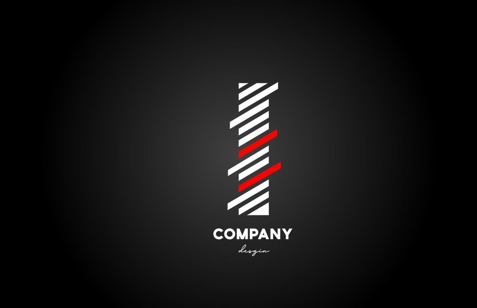 icône de conception de logo de lettre alphabet noir blanc rouge i pour entreprise et entreprise vecteur