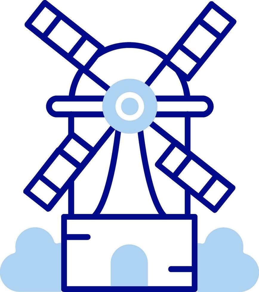 icône remplie de ligne de moulin à vent vecteur