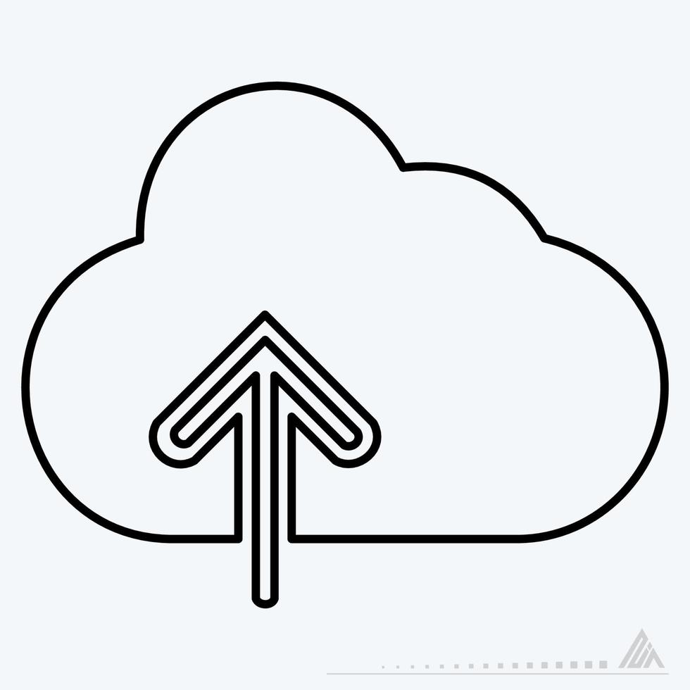 vecteur d'icône de nuage avec flèche vers le haut - style de ligne
