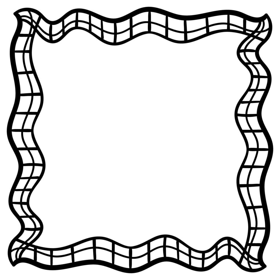cadre carré abstrait doodle. à carreaux. agitant une bannière linéaire. frontière rétro. vecteur
