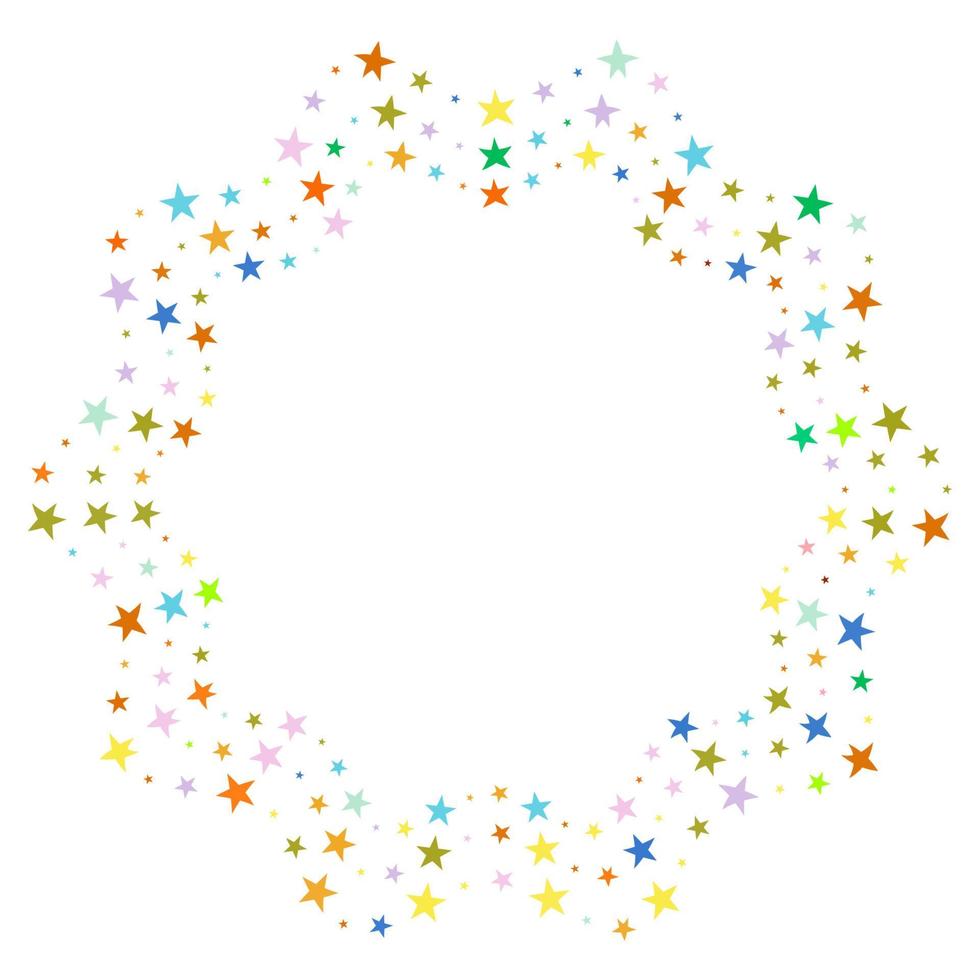 motif de sérigraphie avec des étoiles. cadre rayonnant. motif circulaire. cadre de demi-teinte rond pop art isolé sur blanc. impression d'étoiles. vecteur
