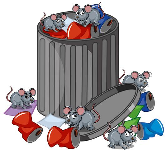 Beaucoup de rats à la recherche d&#39;une poubelle vecteur