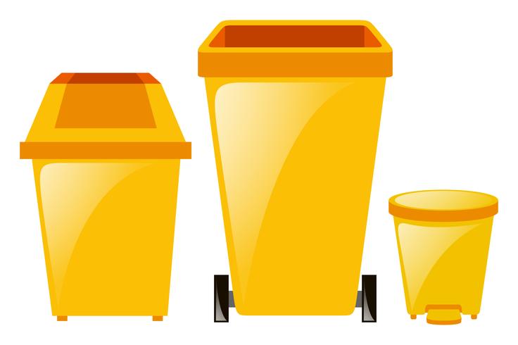 Trois tailles de poubelles vecteur