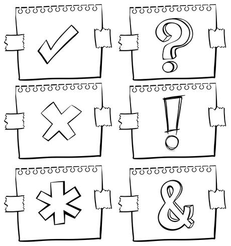 Différents signes sur du papier brouillon vecteur