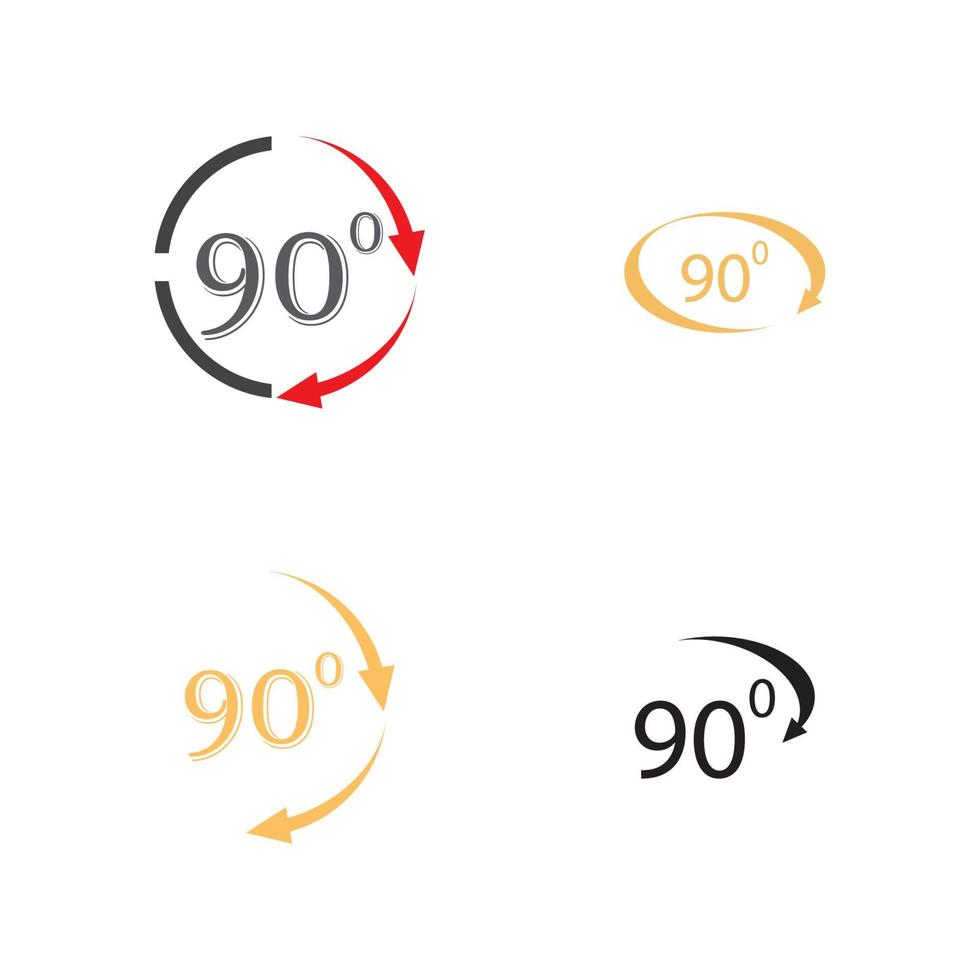 icône de signe d'angle 90 degrés. symbole mathématique de la géométrie. angle droit. icône plate classique. cercles colorés. vecteur