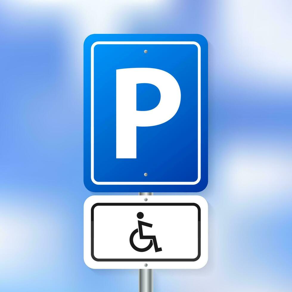 3d illustration sur blanc toile de fond. une vecteur handicap parking signe. vecteur art