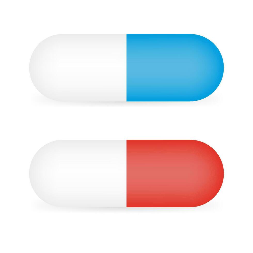 rouge et bleu modèle pilules capsules isolé. prêt pour votre conception. vecteur illustration