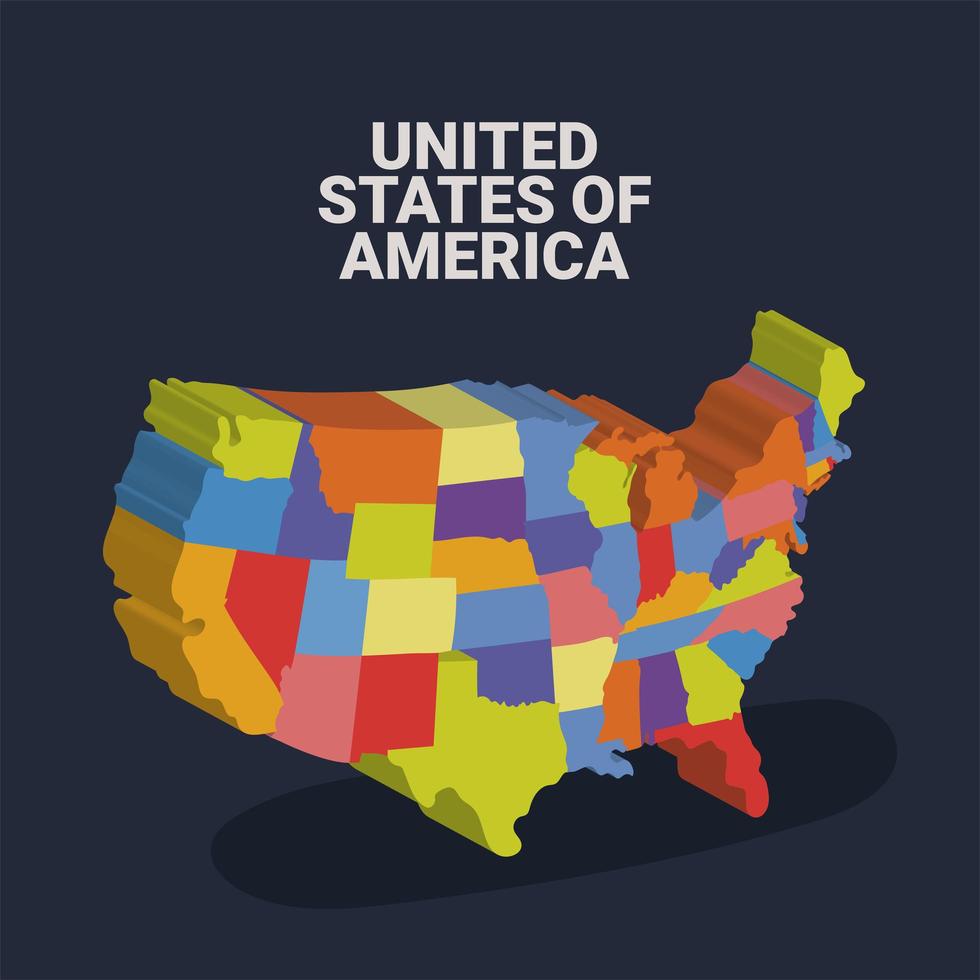 carte des états-unis en 3D vecteur