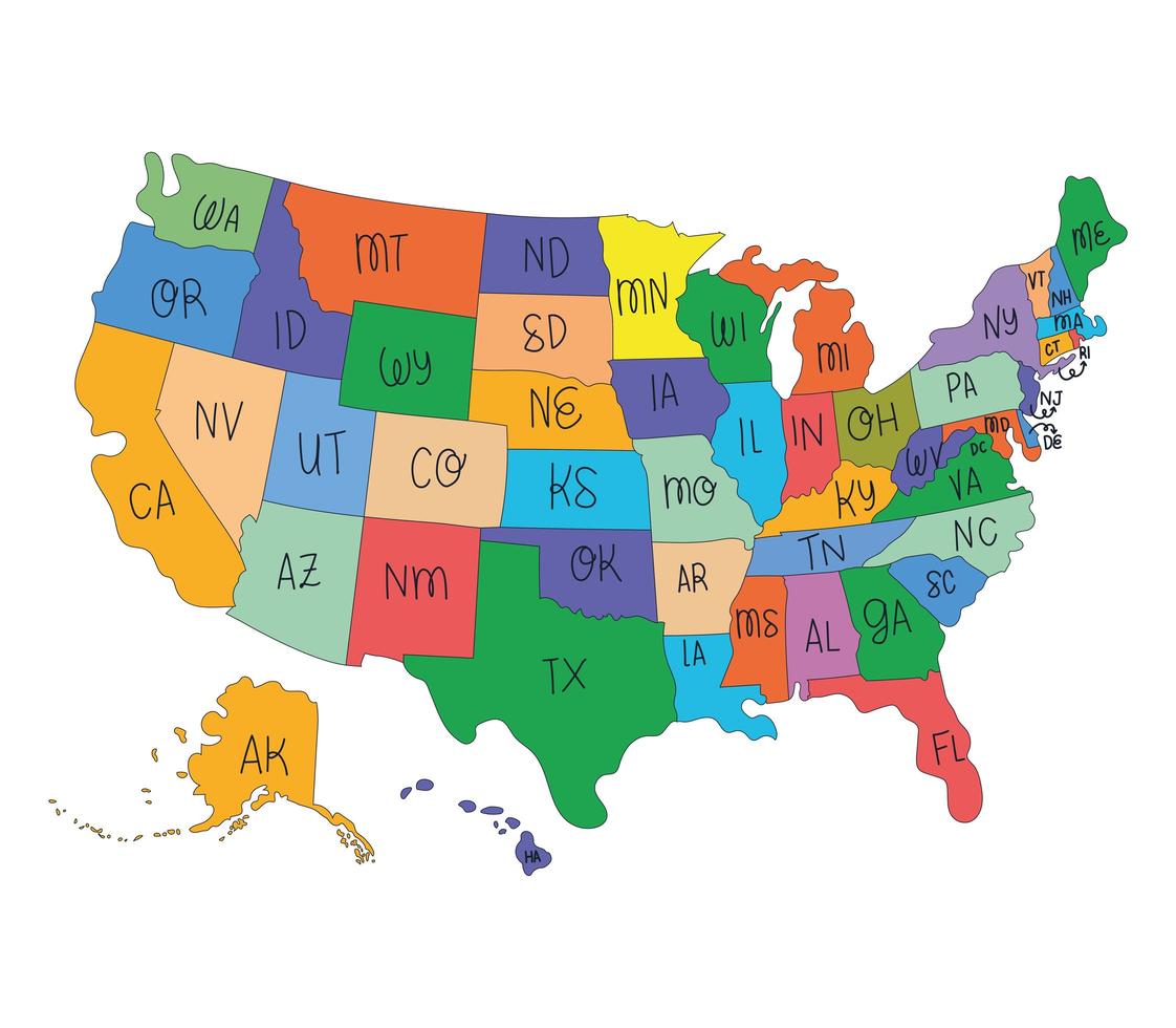 carte des états-unis avec les états vecteur