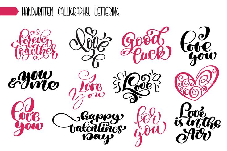 Set phrase calligraphie Saint Valentin vecteur