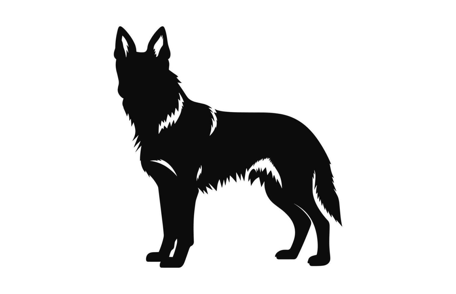 allemand berger chien noir silhouette vecteur isolé sur une blanc Contexte