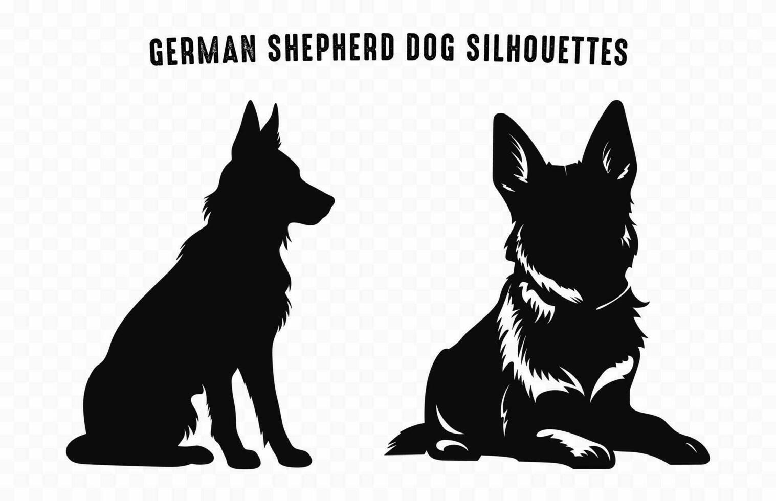 allemand berger chiens noir silhouette vecteur gratuit