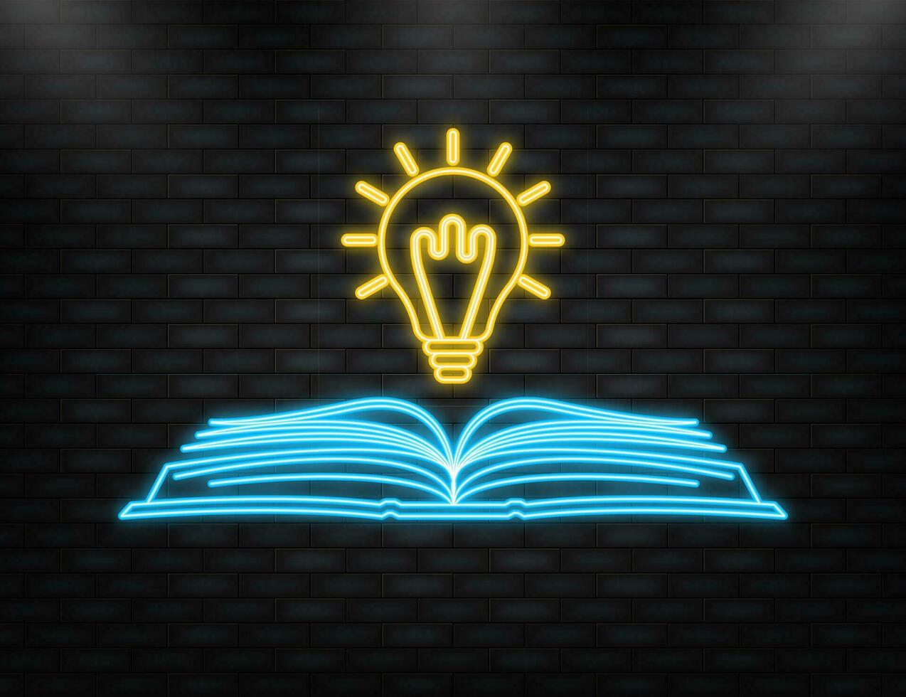 des idées livre sur lumière ampoule. Puissance de connaissance signe. vecteur illustration.