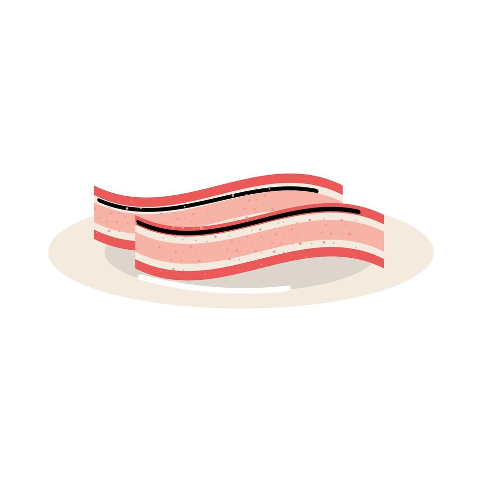 bacon sur assiette vecteur