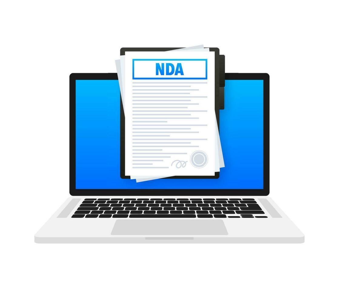 nda - non divulgation accord document sur portable filtrer, contracter. confidentialité, accord document. vecteur