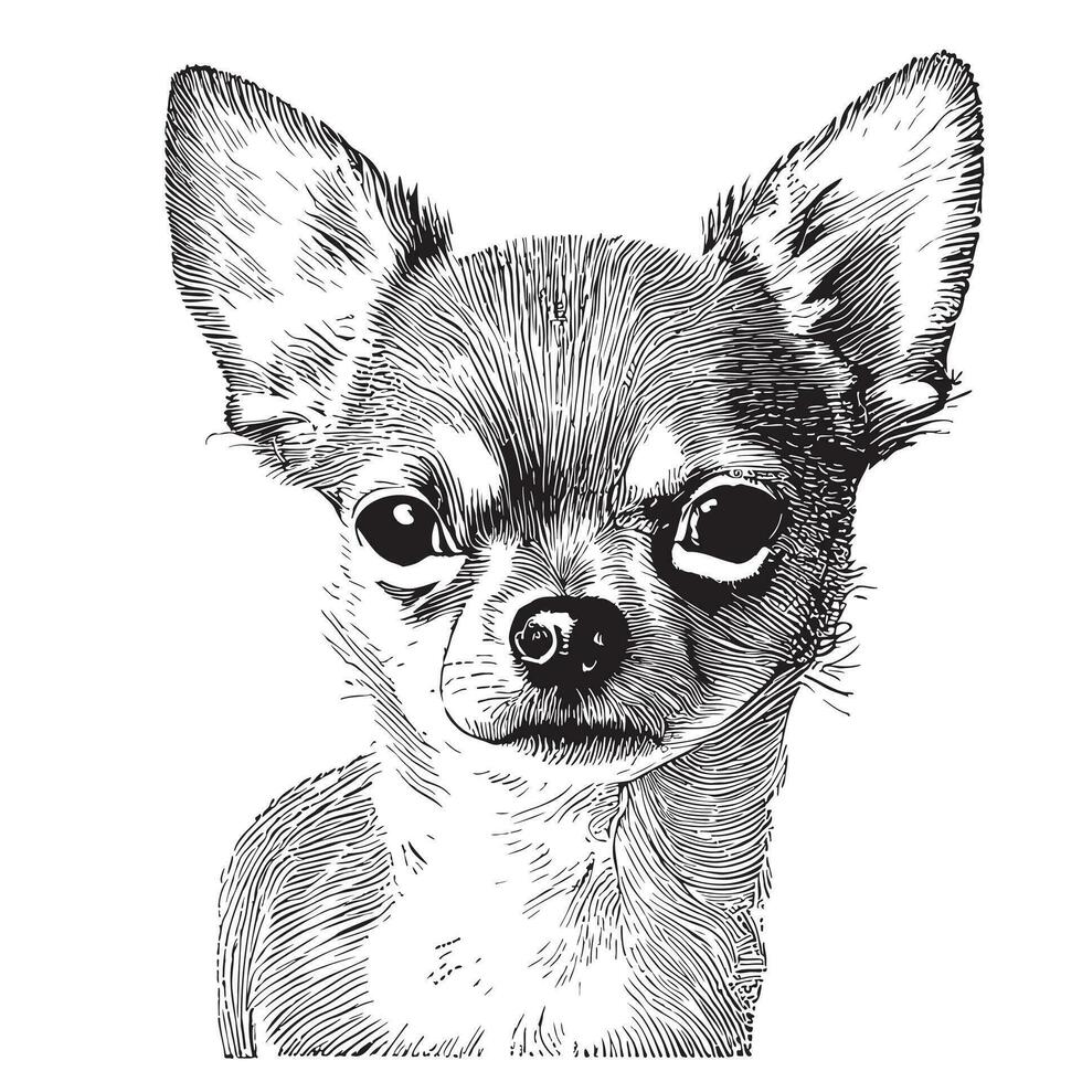 chihuahua visage esquisser main tiré dans griffonnage style vecteur illustration