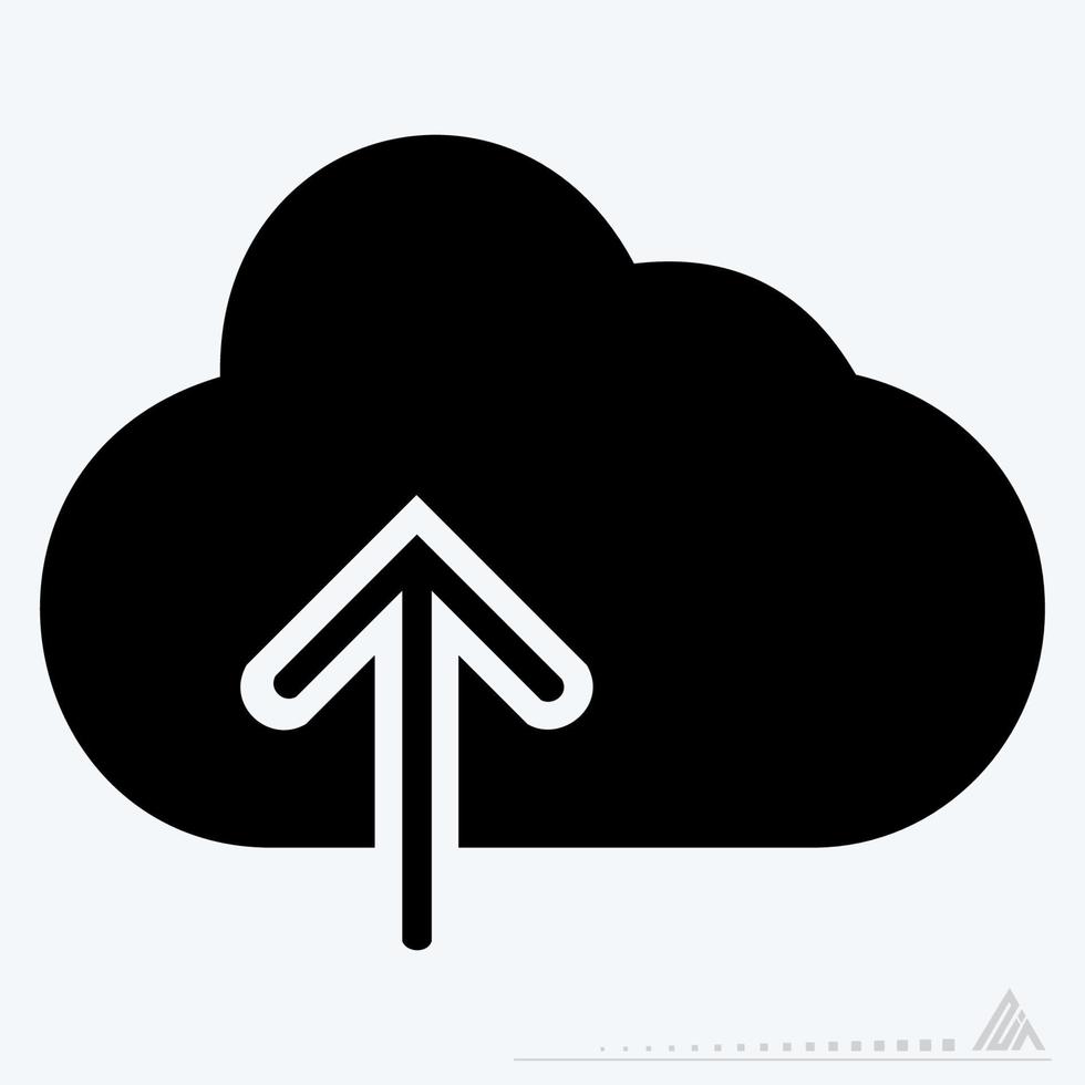 vecteur d'icône de nuage avec flèche vers le haut - style glyphe