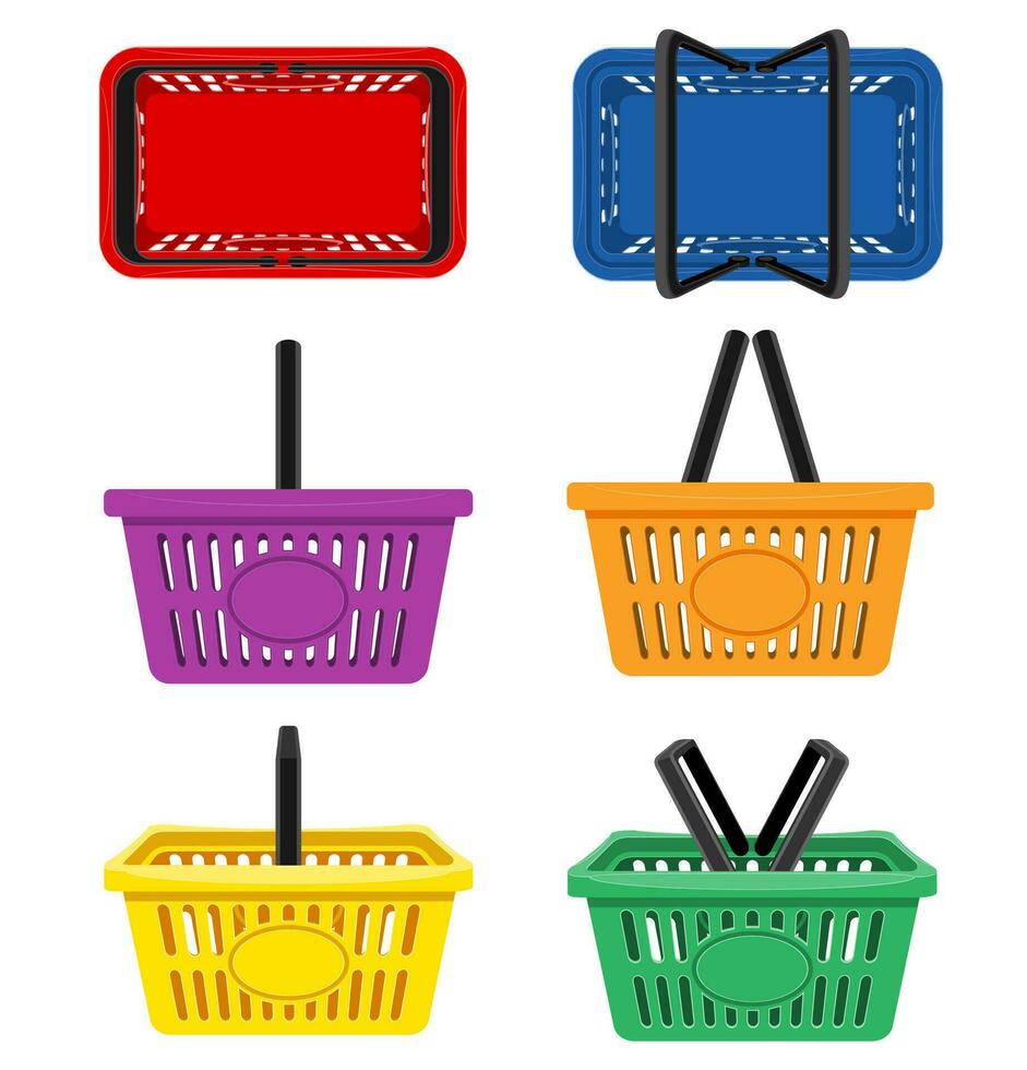 panier en plastique pour l'illustration de vecteur stock magasin isolé sur fond blanc