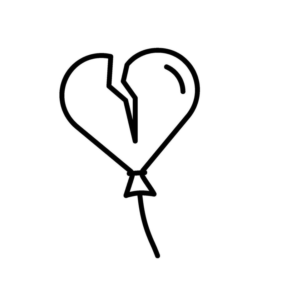 cassé cœur en forme de ballon icône vecteur