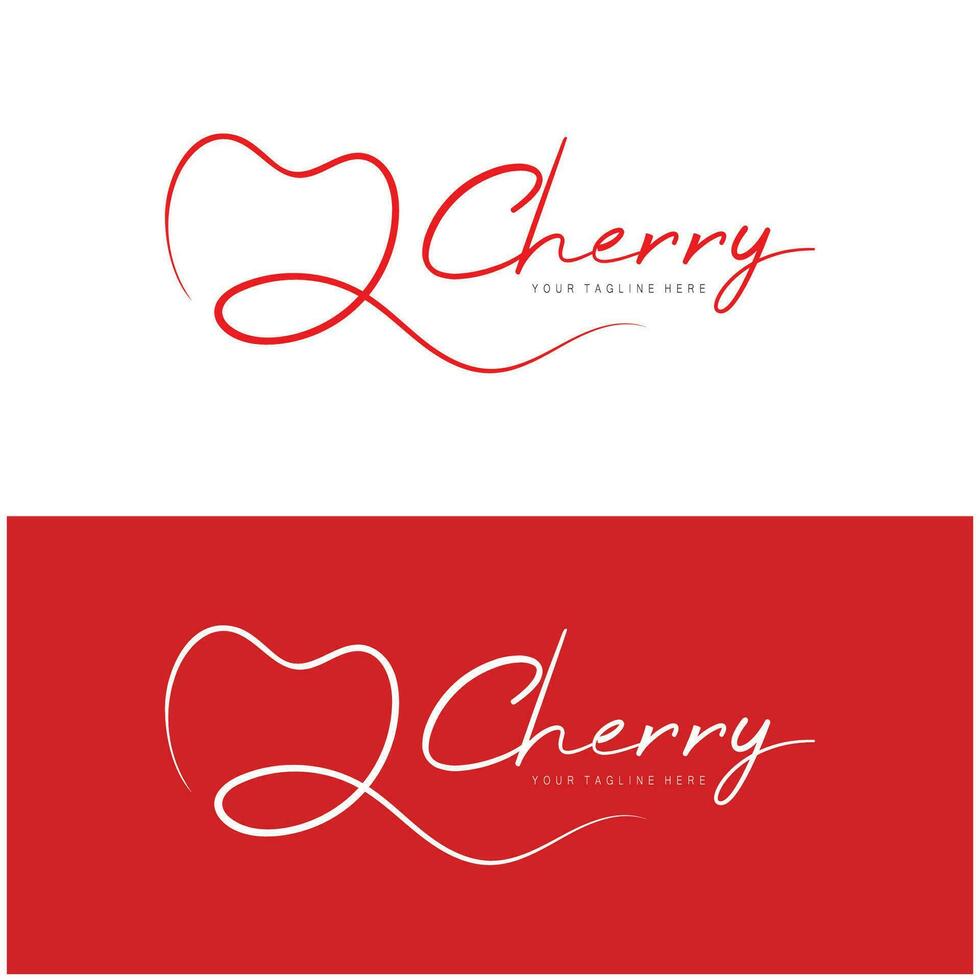 Frais Cerise fruit logo avec minimaliste feuille ligne art style. pour fruit boutique, Cerise cultiver, gâteau, entreprise, vecteur