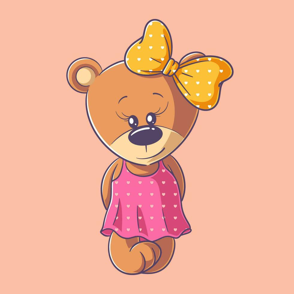 mignonne ours portant une cheveux bande vecteur