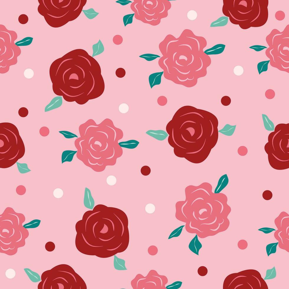 mignonne rose rouge des roses sans couture modèle ou Contexte vecteur illustration