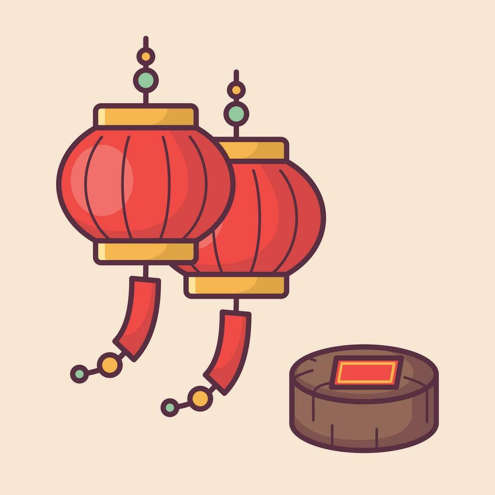 chinois lunaire Nouveau année fête traditionnel vacances icône vecteur art matériaux. coloré et soigné conception