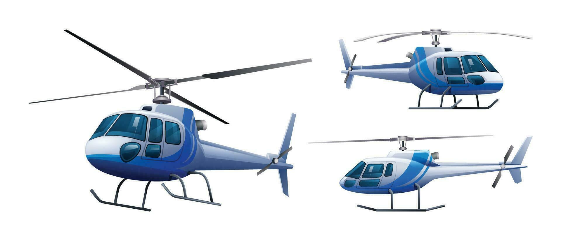 ensemble de hélicoptère dans différent vues. vecteur illustration isolé sur blanc Contexte