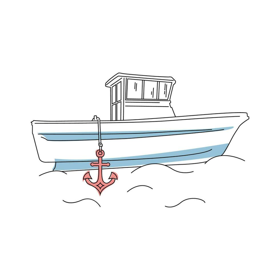 Facile linéaire graphique illustration avec une bateau vecteur