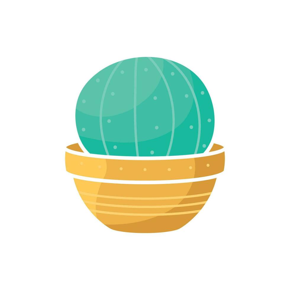 dessin animé plat intérieur plante cactus dans une pot pour autocollant conception, la graine emballage, fleur magasin logo vecteur