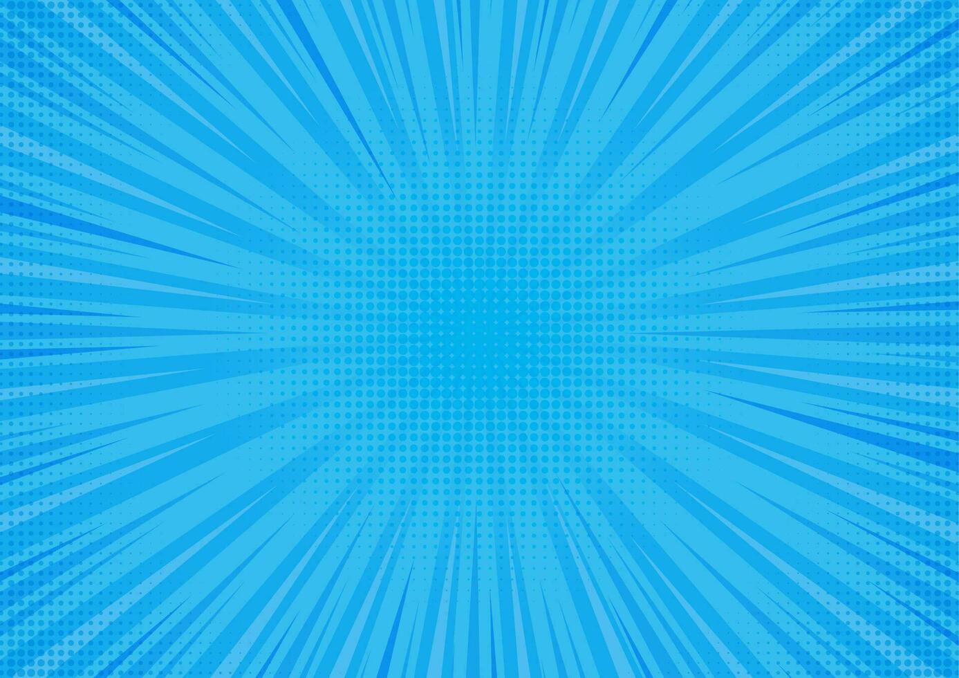 bande dessinée Contexte. dessin animé pop art abstrait texture. bleu bannière avec la vitesse rayon lignes et demi-teinte points. radial fond d'écran avec des rayons, explosion pour bande dessinée livres. vecteur concept