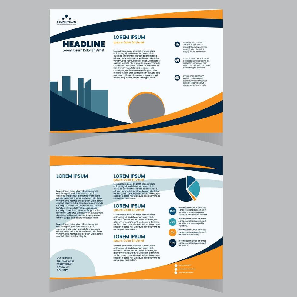 tri plier brochure conception avec cercle, entreprise affaires modèle pour tri plier prospectus. brochure conception, brochure modèle, affaires brochure, catalogue, magazine, magnétique, conception vecteur