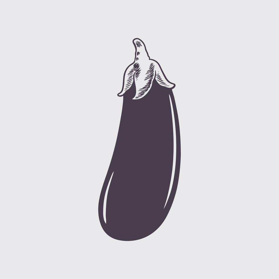 illustration d'aubergine dans le style de gravure. aliments biologiques frais vecteur