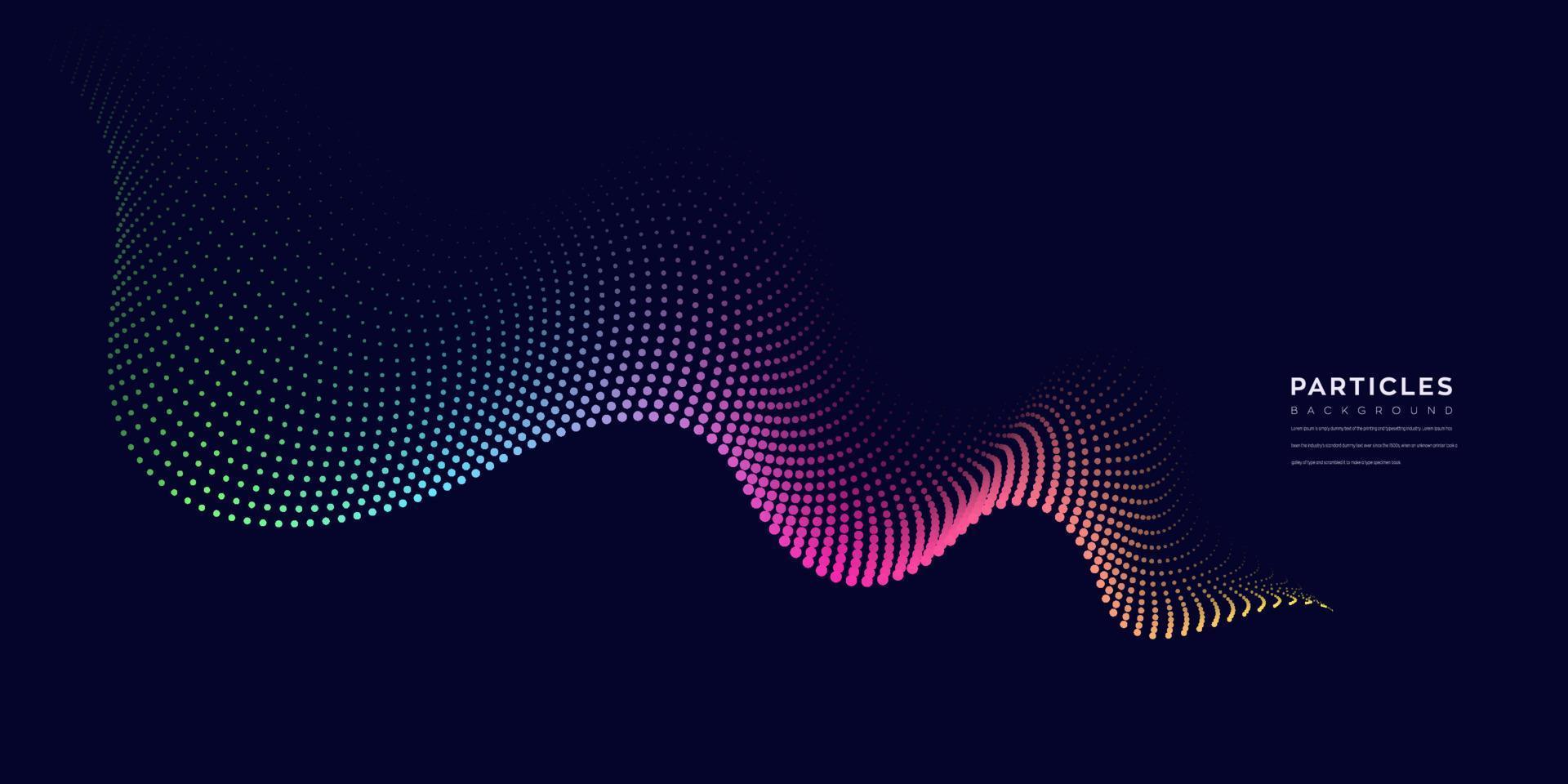 vague de ligne colorée abstraite sur fond noir à utiliser pour la bannière, l'affiche, le site Web. illustration de mouvement de flux de courbe. vecteur