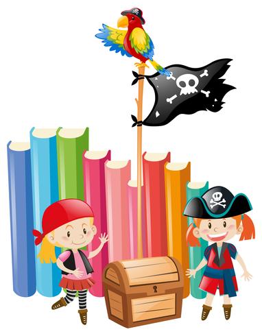 Des filles déguisées en équipages de pirates vecteur