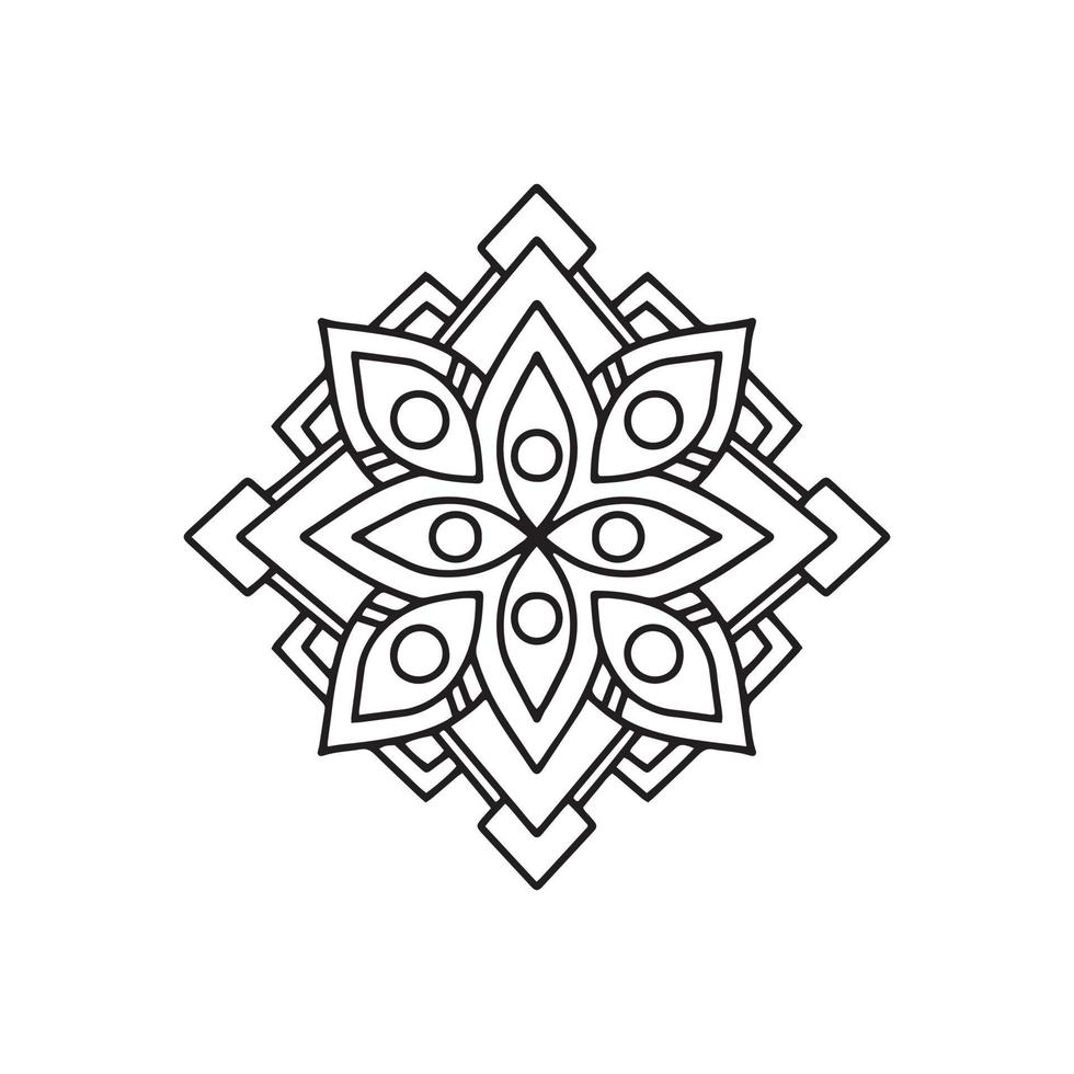 icône de mandala de fleur, style de contour vecteur