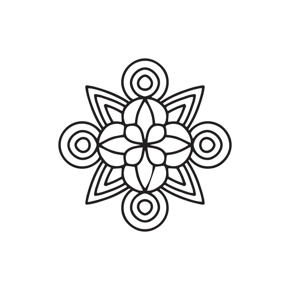 icône de mandala fleur boho, style de contour vecteur