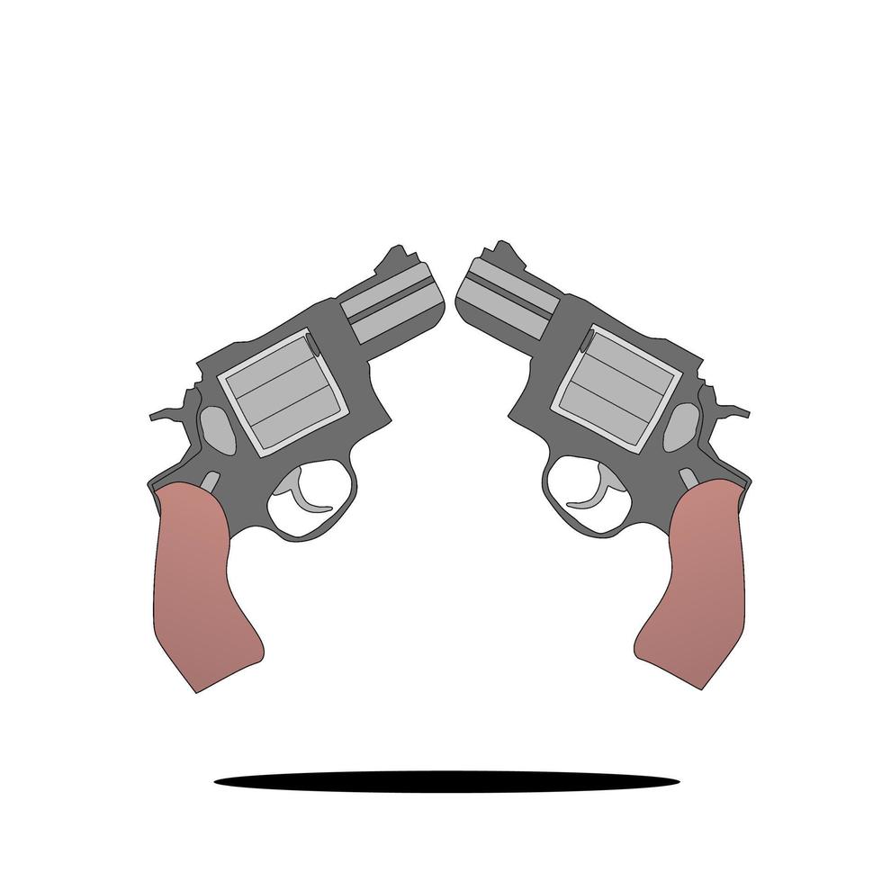 une image vectorielle de 2 armes à feu face à face vecteur