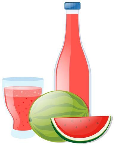 Melon d&#39;eau fraîche et jus en verre vecteur