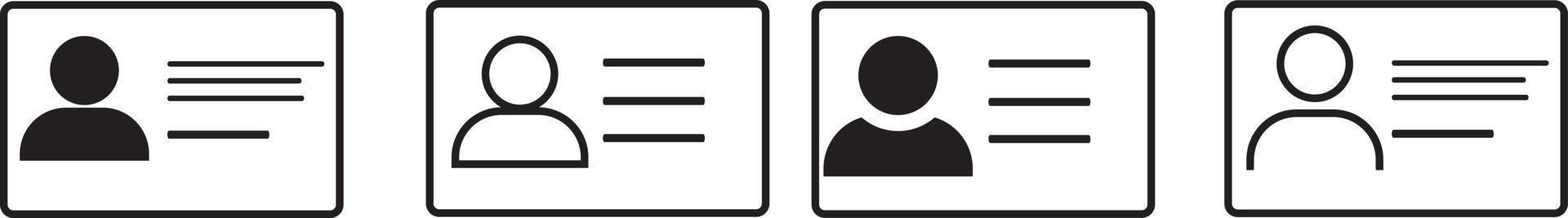 jeu d'icônes de carte d'identité, symbole de carte d'identification de permis de conduire, accident vasculaire cérébral modifiable. illustration vectorielle vecteur