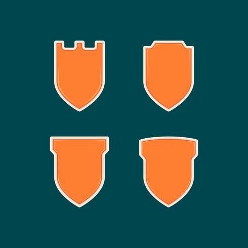 Collection de jeu de modèles de bouclier orange unique vierge forme badge vecteur