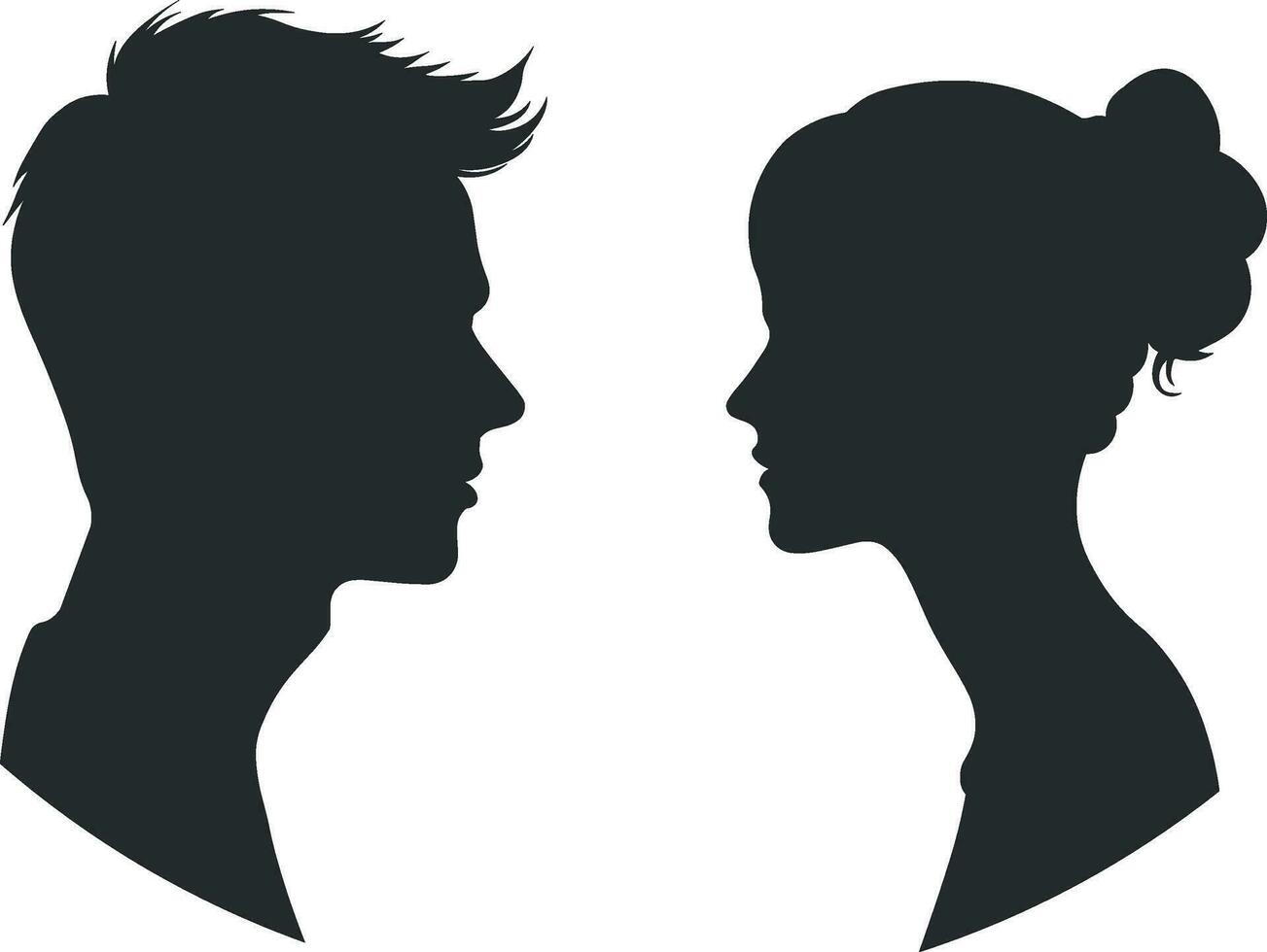 silhouette de tous les deux femmes et Hommes noir sans pour autant Contexte vecteur