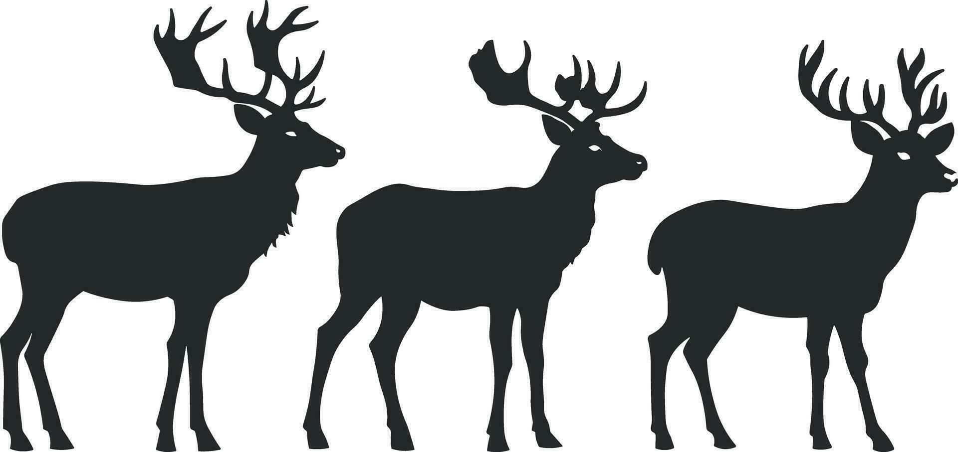 noir silhouette de cerf ou wapiti sans pour autant Contexte vecteur