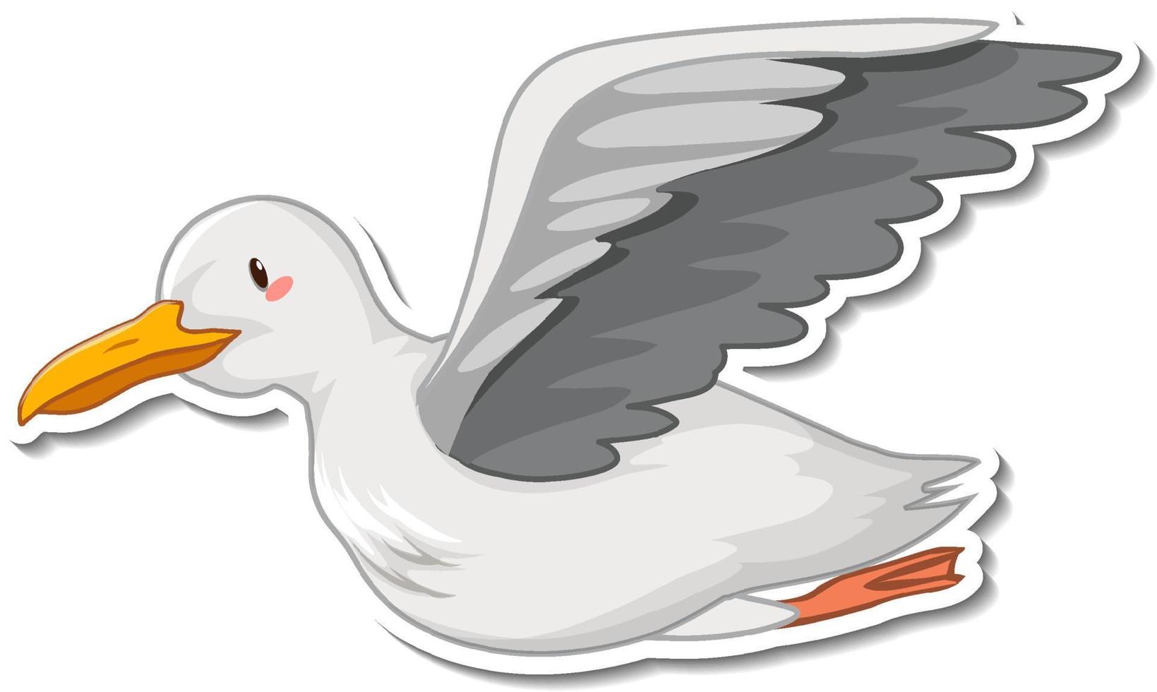 autocollant de dessin animé oiseau colombe sur fond blanc vecteur