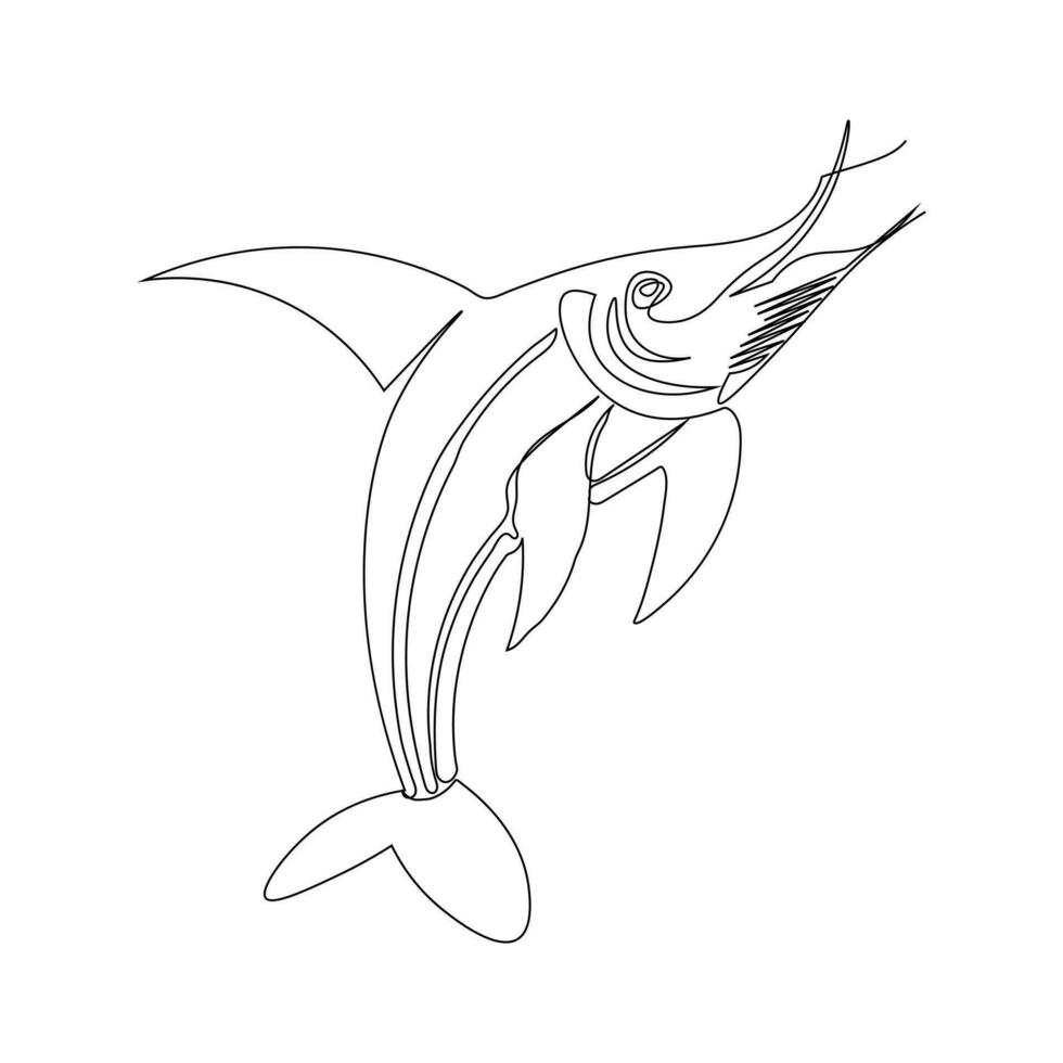 gratuit bleu marlin poisson sauter un ligne art illustration conception vecteur