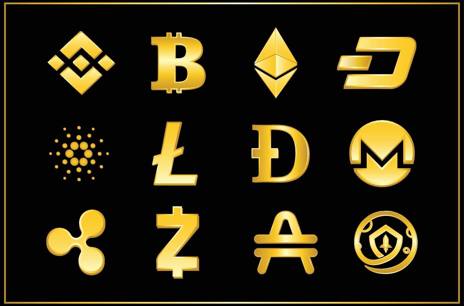 icon set crypto monnaie logo sans cadre vecteur