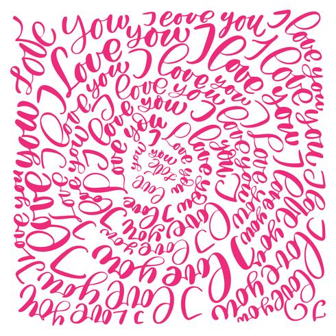 Je t&#39;aime. Vector calligraphie de cercle de texte Saint Valentin lettres dessinées à la main