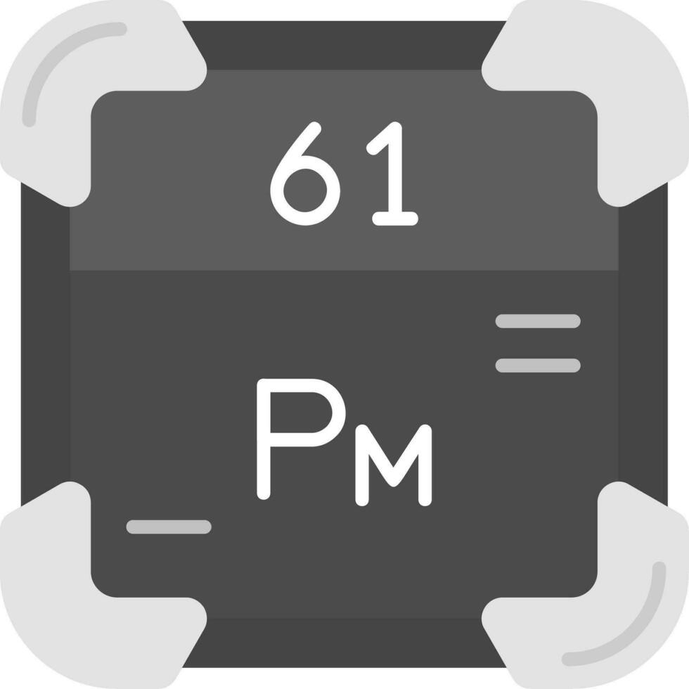 prométhium gris échelle icône vecteur