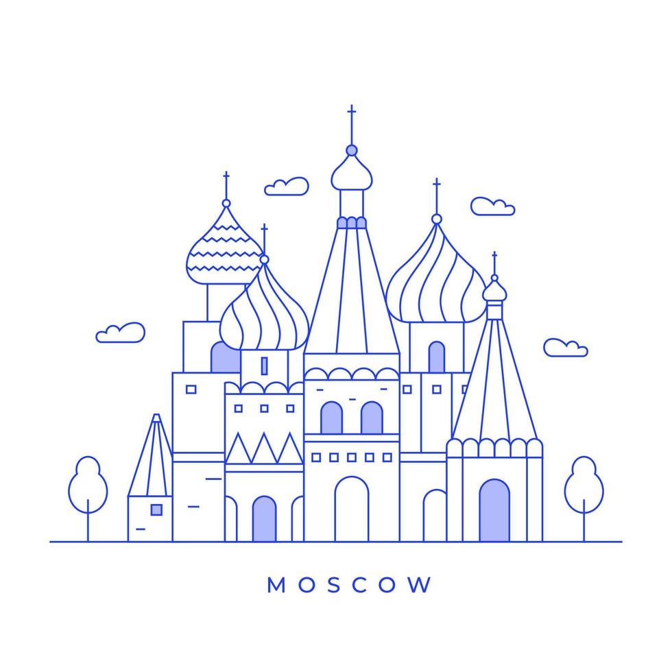 moscou ville concept paysage ligne art design vecteur