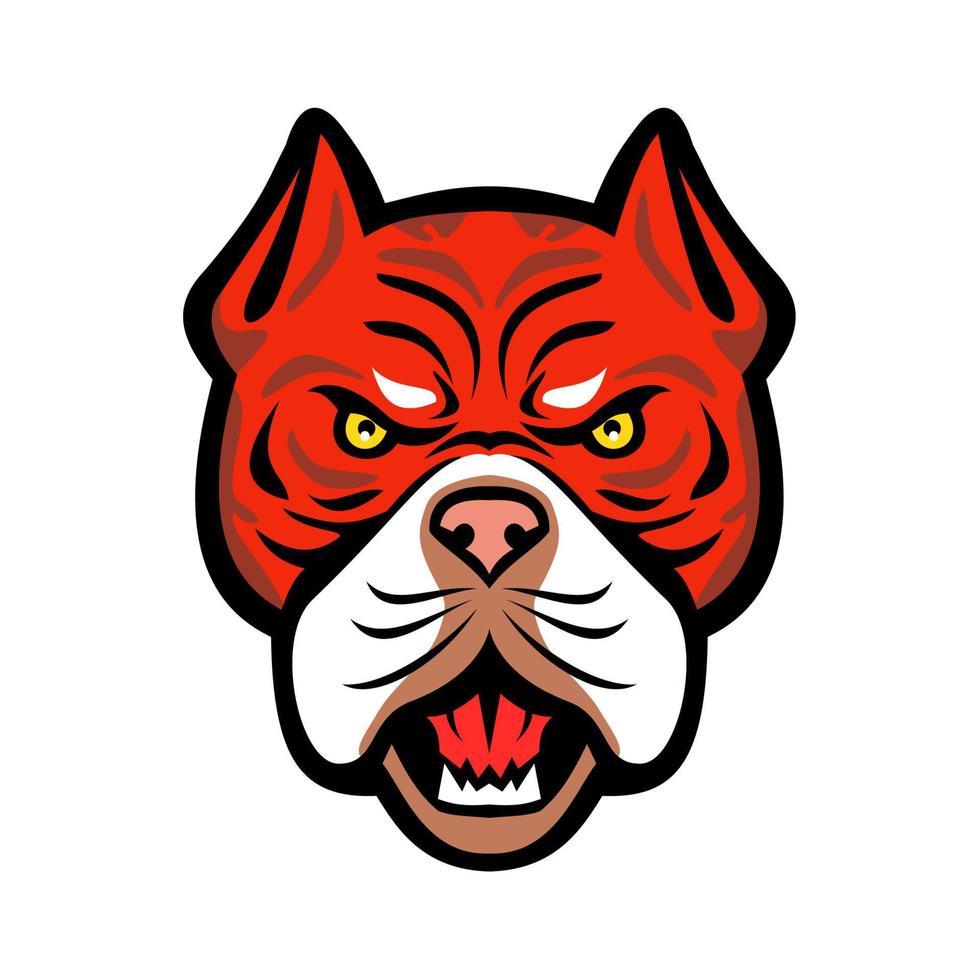 mascotte de bouledogue tigre rouge rétro vecteur